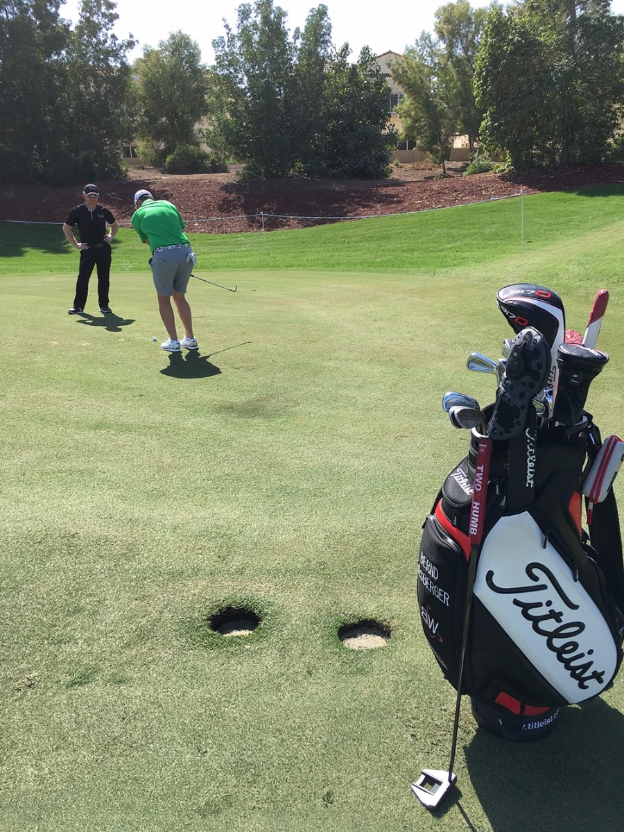 Bernd Wiesberger warming up before his round...