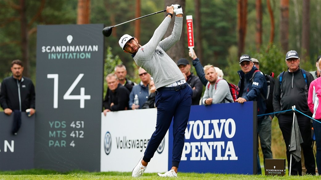 Erik van Rooyen drives his Pro V1 golf ball on the 14th tee at the 2019 Scandinavian Invitation