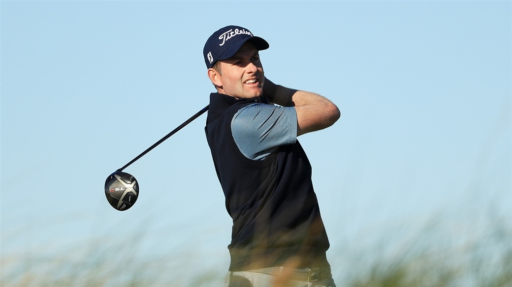 Webb Simpson tees off with his Titleist TS3 driver during action on the PGA Tour